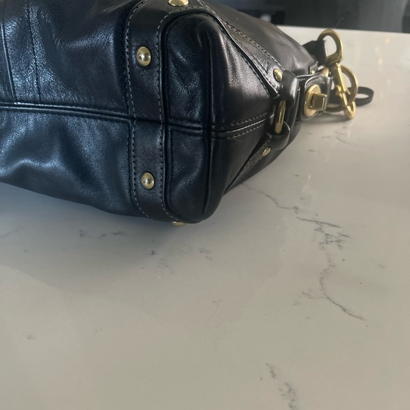 Coach Black Leather Shoulder Bag with Brass Accents - Picture 11 of 14